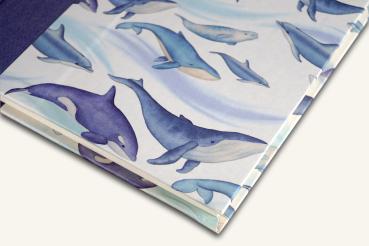Colorful notebook "Dolphins", blank 80 sheets, linen back